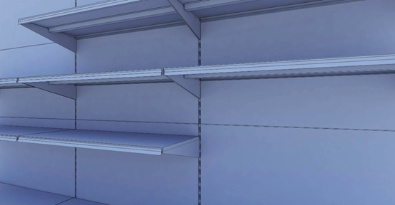 Wytrzymałe regały supermarketowe, słupki 34x106mm, rozmiary 508-1008mm